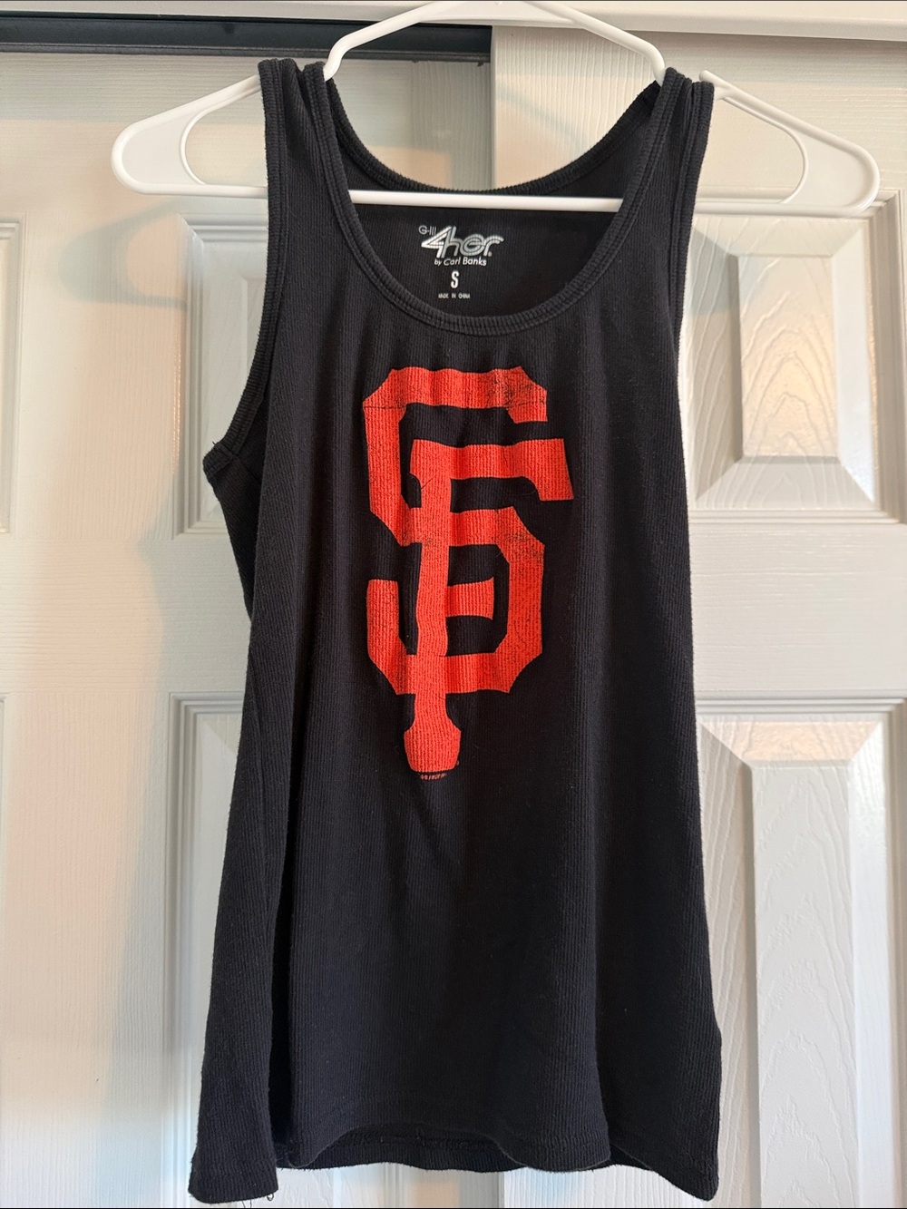 4her by Carl Banks Black Ribbed SF Giants Tank